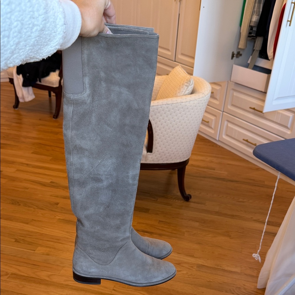 Gray Suede over Knee-High Boots